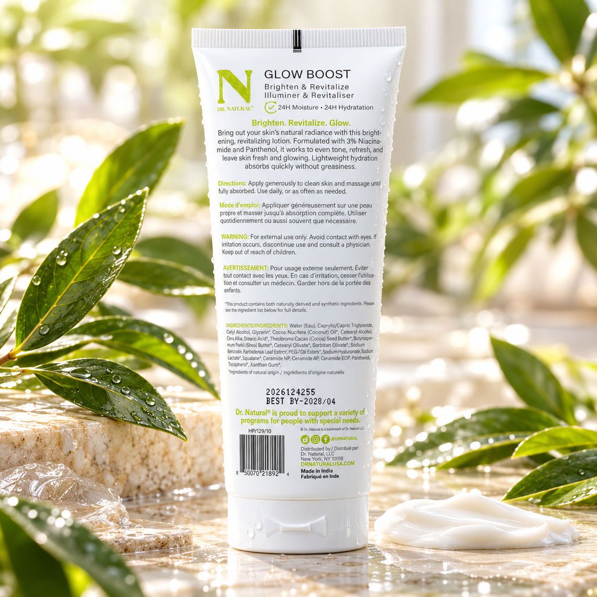 Dr. Natural Glow Boost Body Lotion – 3% Niacinamide + Panthenol