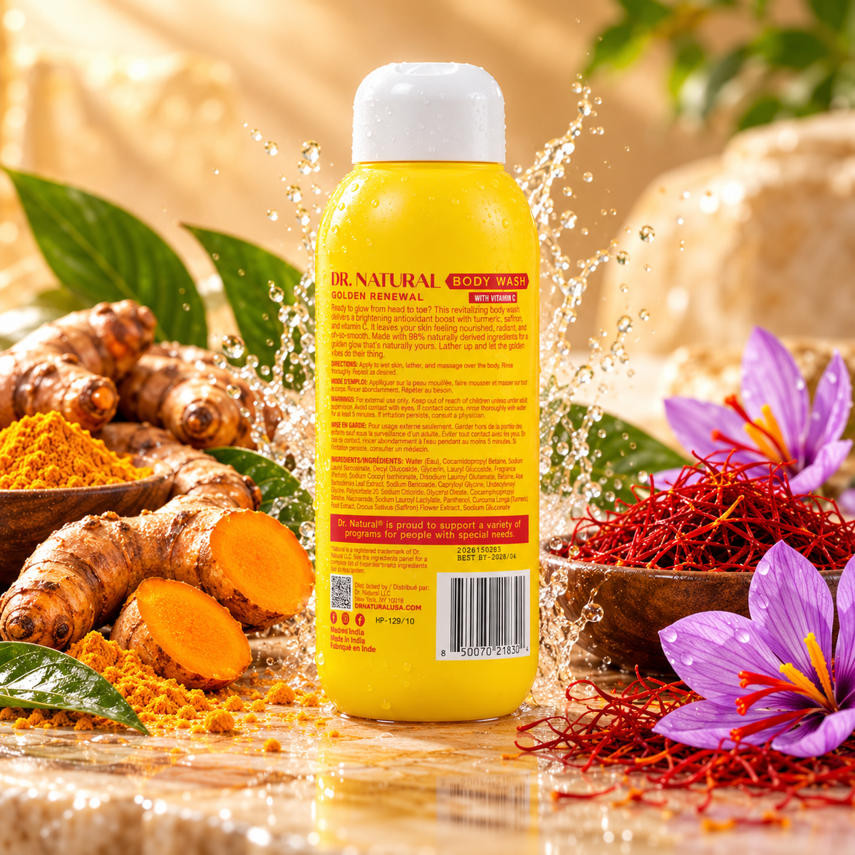 Dr. Natural Golden Renewal Body Wash – Turmeric & Saffron