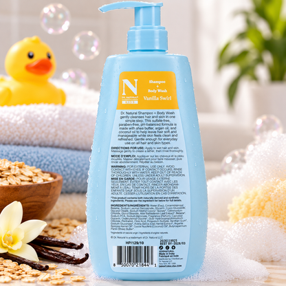Dr. Natural Kids Vanilla Swirl Shampoo + Body Wash – Oatmilk + Vanilla