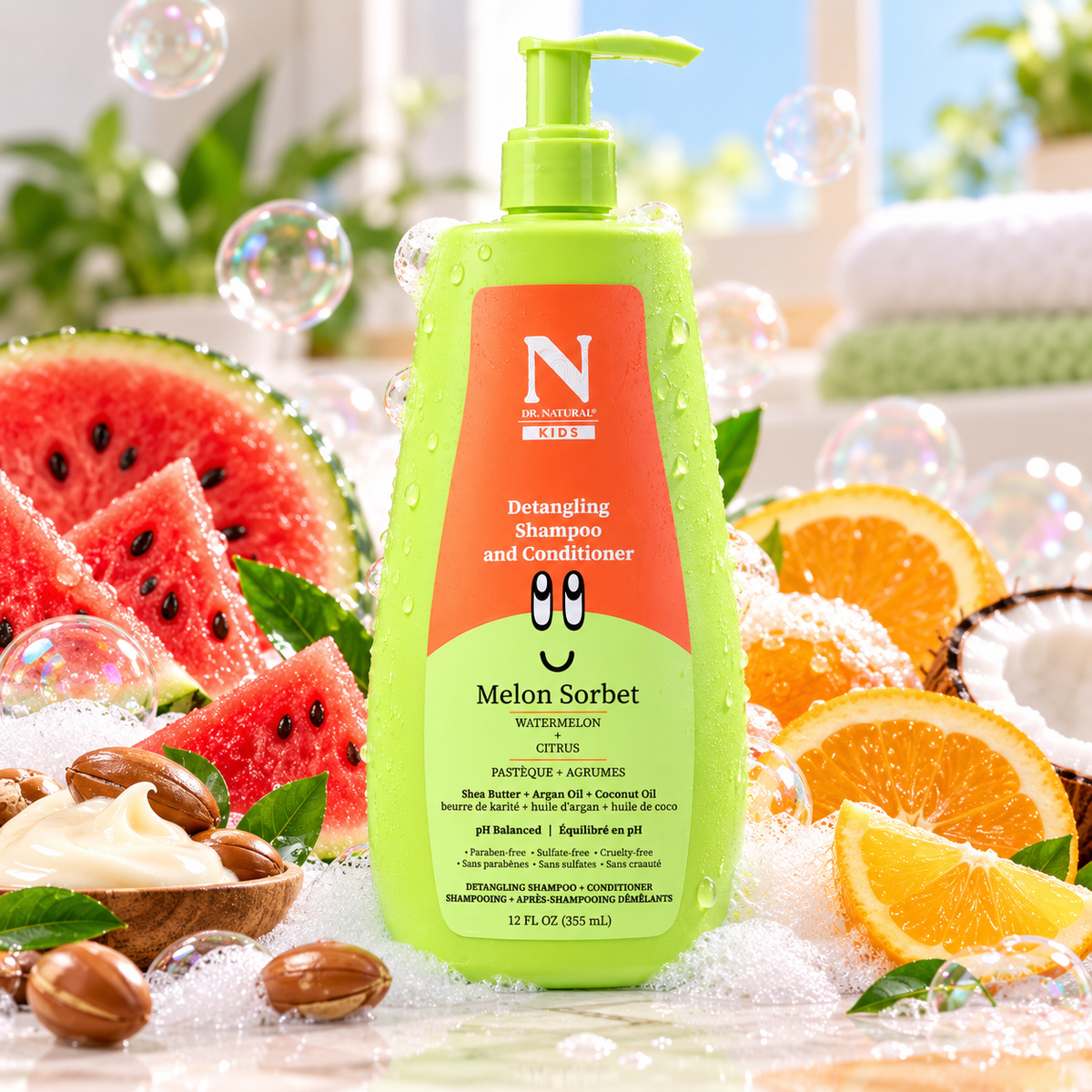 Dr. Natural Kids Detangling Shampoo + Conditioner – Melon Sorbet
