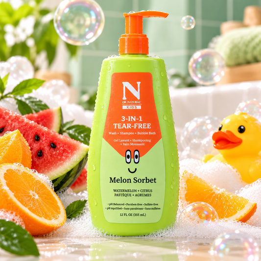 Dr. Natural Kids 3-in-1 Tear-Free Melon Sorbet – Wash + Shampoo + Bubble Bath