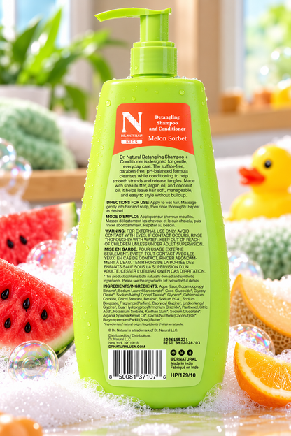Dr. Natural Kids Detangling Shampoo + Conditioner – Melon Sorbet