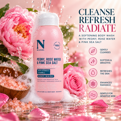 Dr. Natural Radiance Fresh Body Wash – Peony, Rose Water & Pink Sea Salt