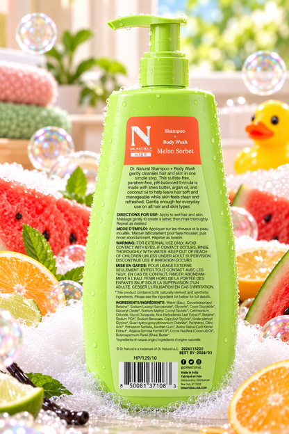 Dr. Natural Kids Shampoo + Body Wash – Melon Sorbet