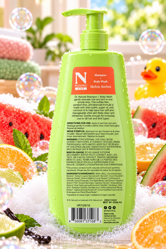 Dr. Natural Kids Shampoo + Body Wash – Melon Sorbet