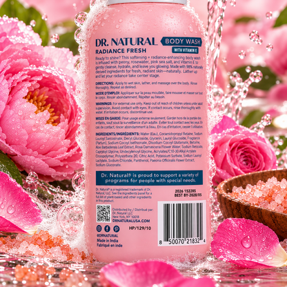 Dr. Natural Radiance Fresh Body Wash – Peony, Rose Water & Pink Sea Salt