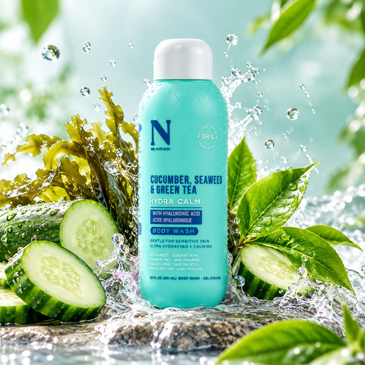 Dr. Natural Hydra Calm Body Wash – Cucumber, Seaweed & Green Tea