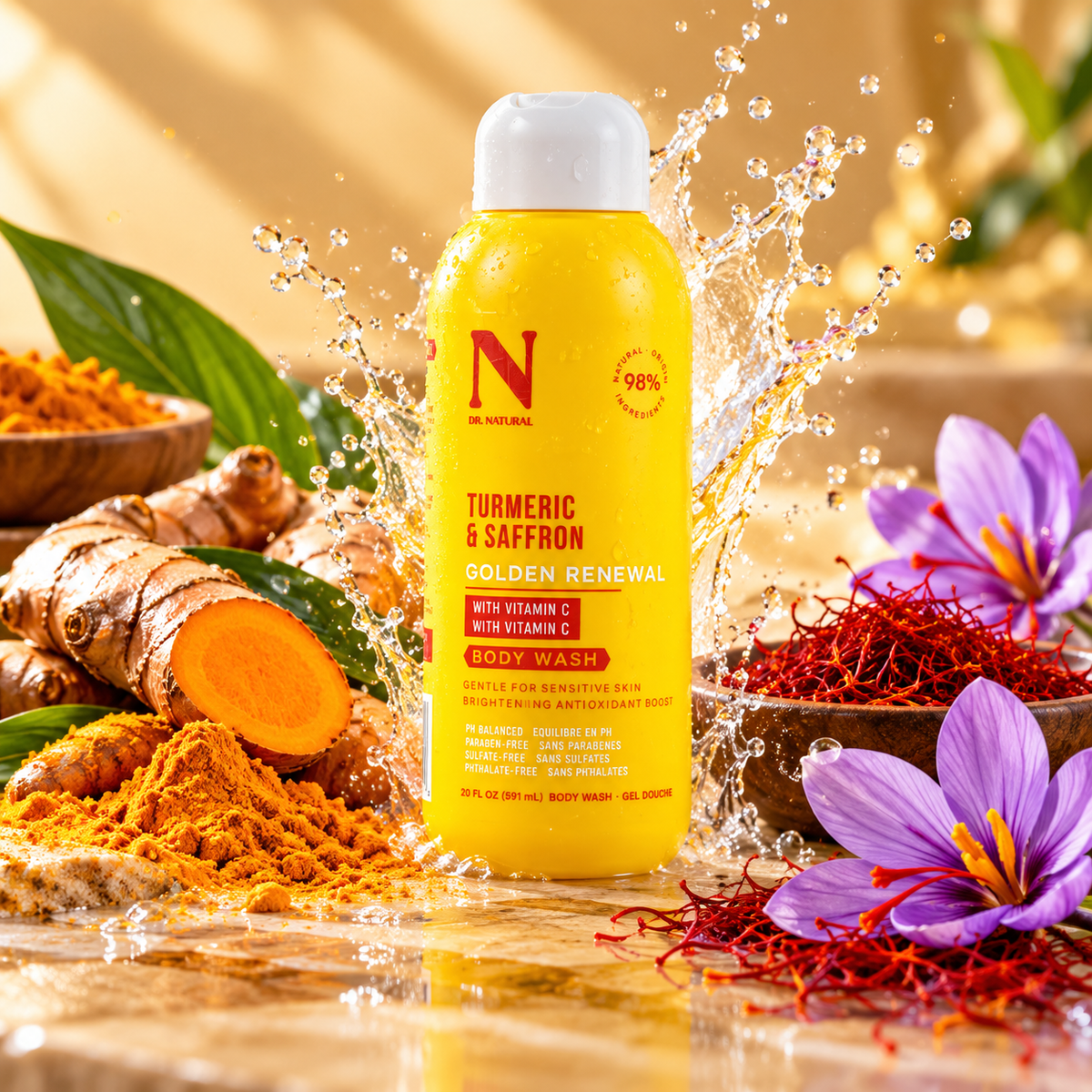 Dr. Natural Golden Renewal Body Wash – Turmeric & Saffron